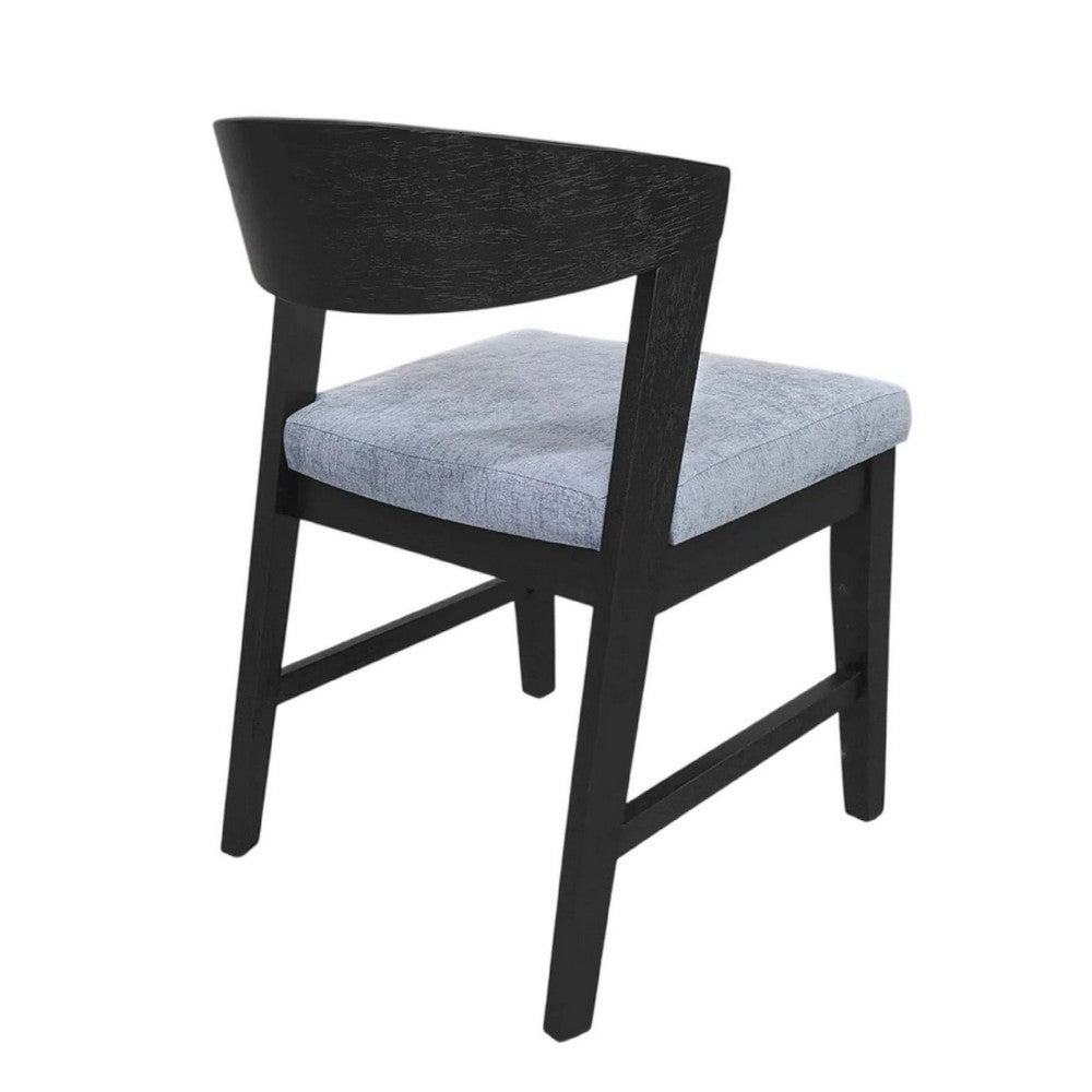 Vecy Side Chair Set of 2 | Gray Fabric Seat | Curved Back | Vintage Black