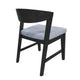 Vecy Side Chair Set of 2 | Gray Fabric Seat | Curved Back | Vintage Black
