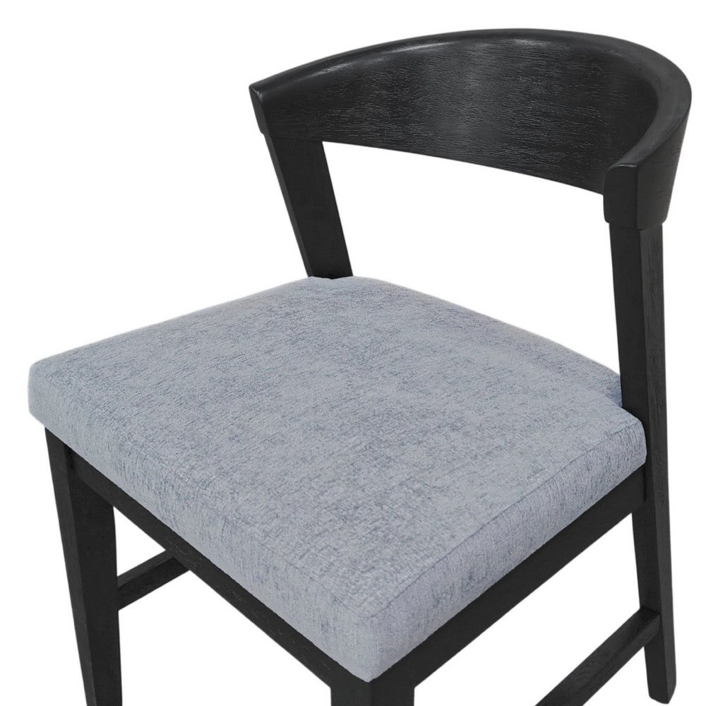 Vecy Side Chair Set of 2 | Gray Fabric Seat | Curved Back | Vintage Black
