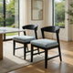 Vecy Side Chair Set of 2 | Gray Fabric Seat | Curved Back | Vintage Black