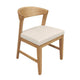 Vecy Side Chair Set of 2 | Ivory Fabric Seat | Curved Back | Natural Brown