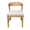 Vecy Side Chair Set of 2 | Ivory Fabric Seat | Curved Back | Natural Brown