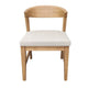 Vecy Side Chair Set of 2 | Ivory Fabric Seat | Curved Back | Natural Brown