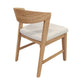 Vecy Side Chair Set of 2 | Ivory Fabric Seat | Curved Back | Natural Brown