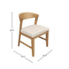 Vecy Side Chair Set of 2 | Ivory Fabric Seat | Curved Back | Natural Brown