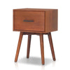 Ian Side End Table w Drawer | Chestnut Brown Wood | 18" Rectangular
