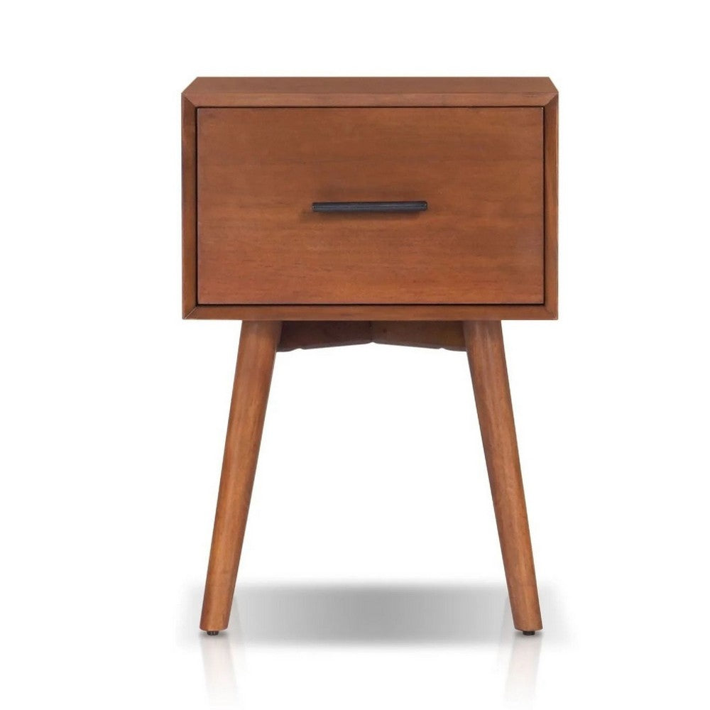 Ian Side End Table w Drawer | Chestnut Brown Wood | 18" Rectangular