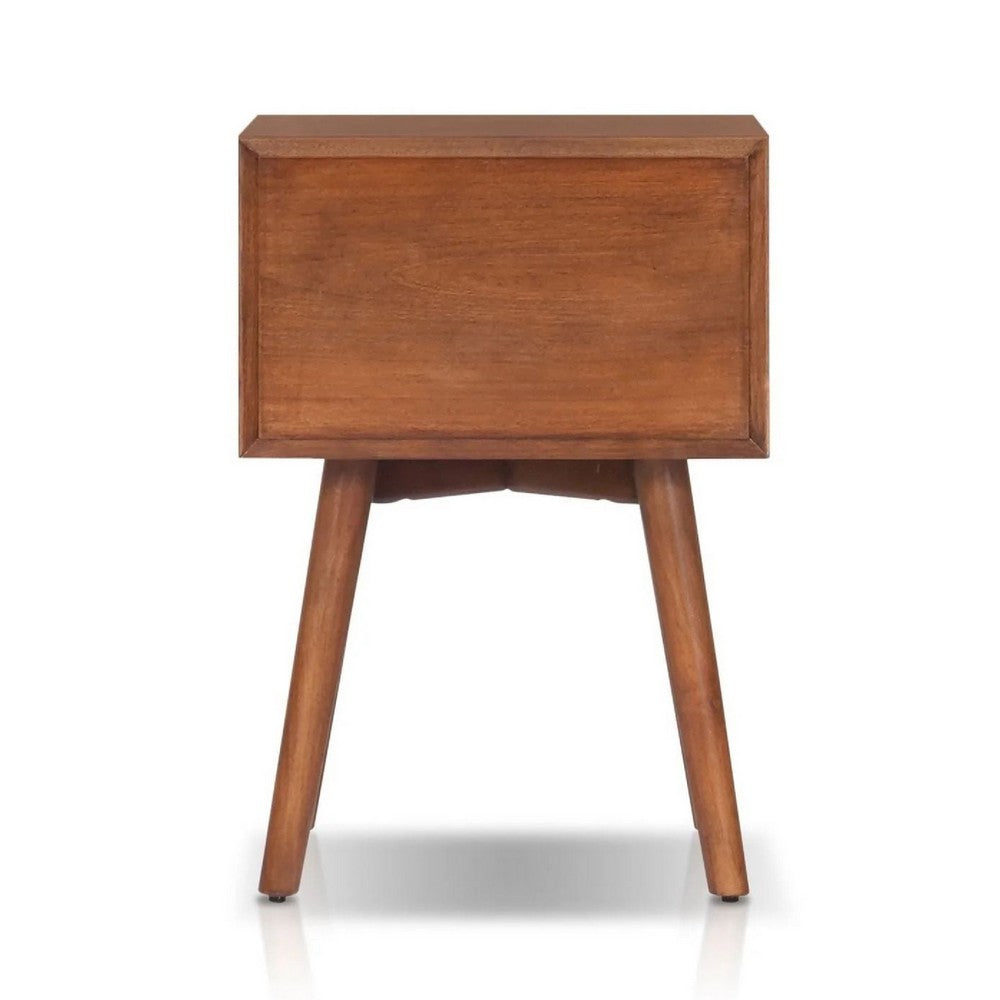 Ian Side End Table w Drawer | Chestnut Brown Wood | 18" Rectangular