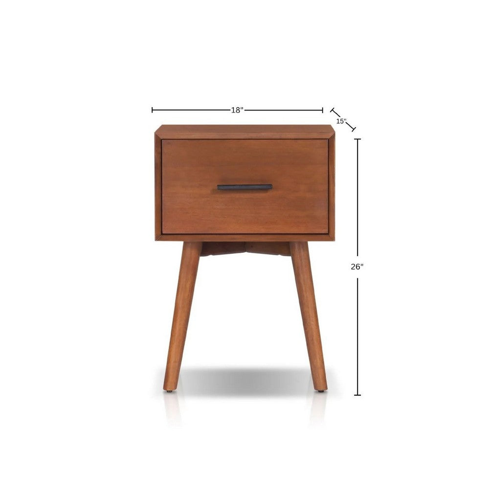 Ian Side End Table w Drawer | Chestnut Brown Wood | 18" Rectangular