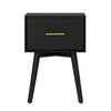 Ian Side End Table | Felt-Lined Drawer | Black Wood | 18" Rectangular