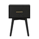 Ian Side End Table | Felt-Lined Drawer | Black Wood | 18" Rectangular
