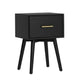 Ian Side End Table | Felt-Lined Drawer | Black Wood | 18" Rectangular