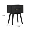 Ian Side End Table | Felt-Lined Drawer | Black Wood | 18" Rectangular