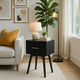 Ian Side End Table | Felt-Lined Drawer | Black Wood | 18" Rectangular