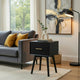 Ian Side End Table | Felt-Lined Drawer | Black Wood | 18" Rectangular