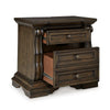 May 34" Oversize Nightstand | 2 Drawers | Antique Gold Knobs |  Dark Brown