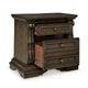 May 34" Oversize Nightstand | 2 Drawers | Antique Gold Knobs |  Dark Brown
