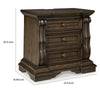 May 34" Oversize Nightstand | 2 Drawers | Antique Gold Knobs |  Dark Brown