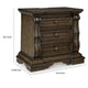 May 34" Oversize Nightstand | 2 Drawers | Antique Gold Knobs |  Dark Brown
