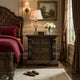 May 34" Oversize Nightstand | 2 Drawers | Antique Gold Knobs |  Dark Brown