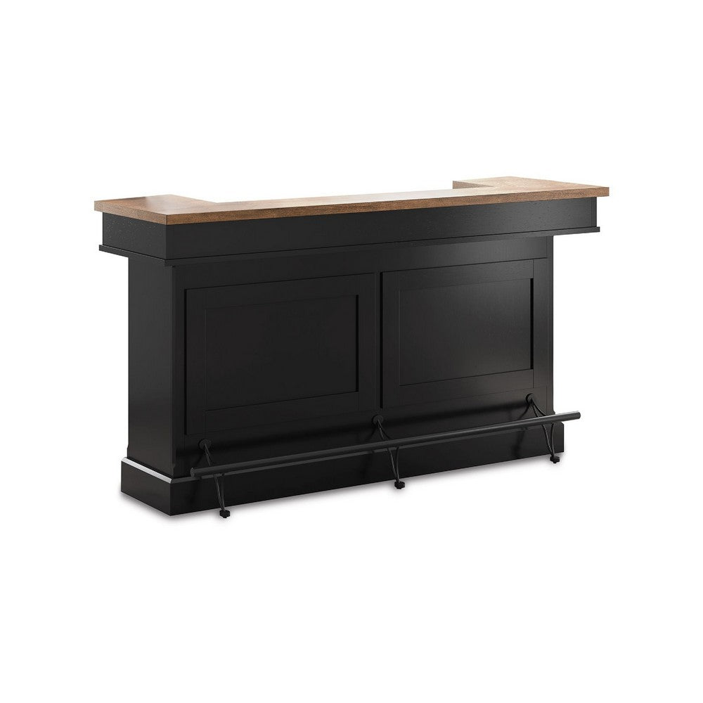 Fleur Home Bar Counter Table | 78" Butcher Block Top, Wine Storage | Brown