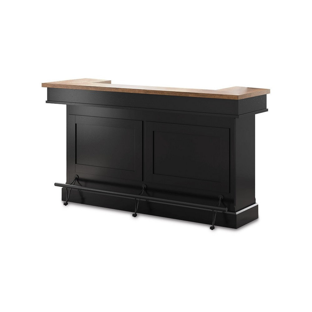 Fleur Home Bar Counter Table | 78" Butcher Block Top, Wine Storage | Brown