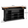Fleur Home Bar Counter Table | 78" Butcher Block Top, Wine Storage | Brown