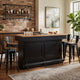 Fleur Home Bar Counter Table | 78" Butcher Block Top, Wine Storage | Brown