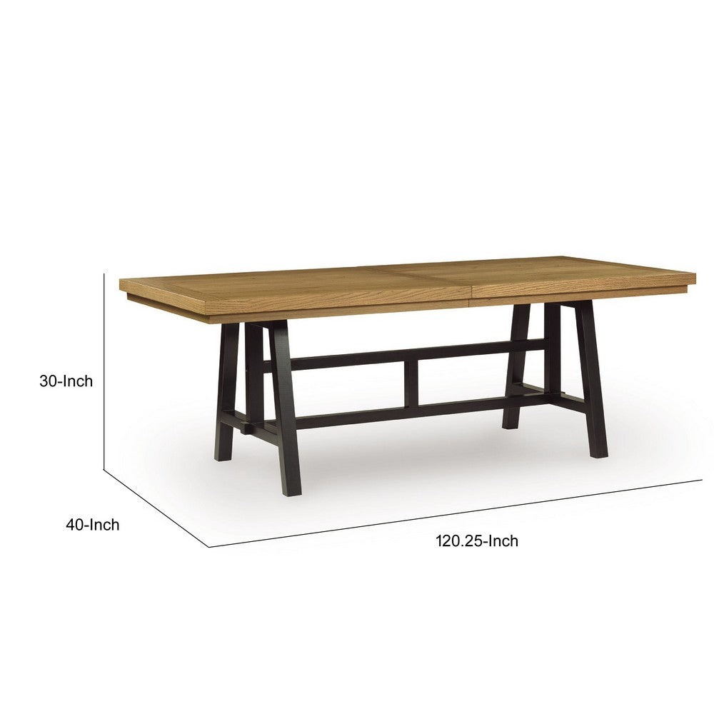 Dani Dining Table | 84-120" Extendable Leafs | Oak Brown and Black