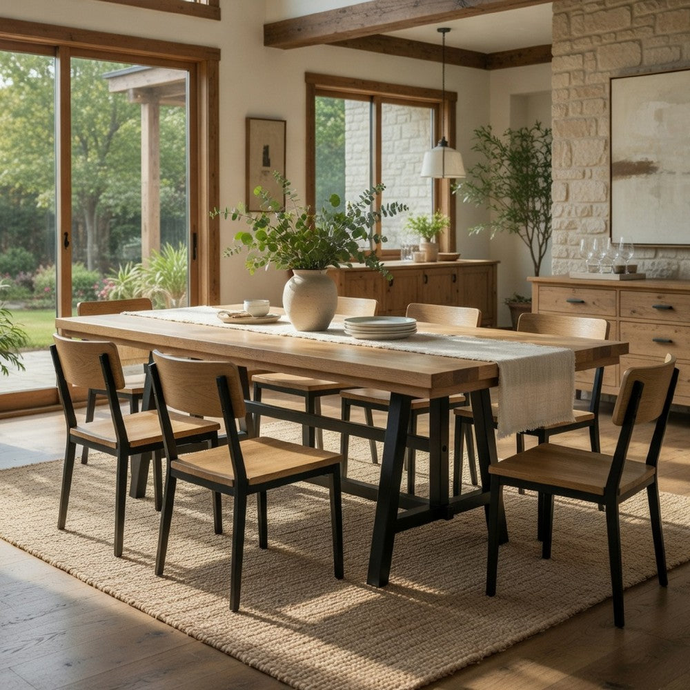 Dani Dining Table | 84-120" Extendable Leafs | Oak Brown and Black