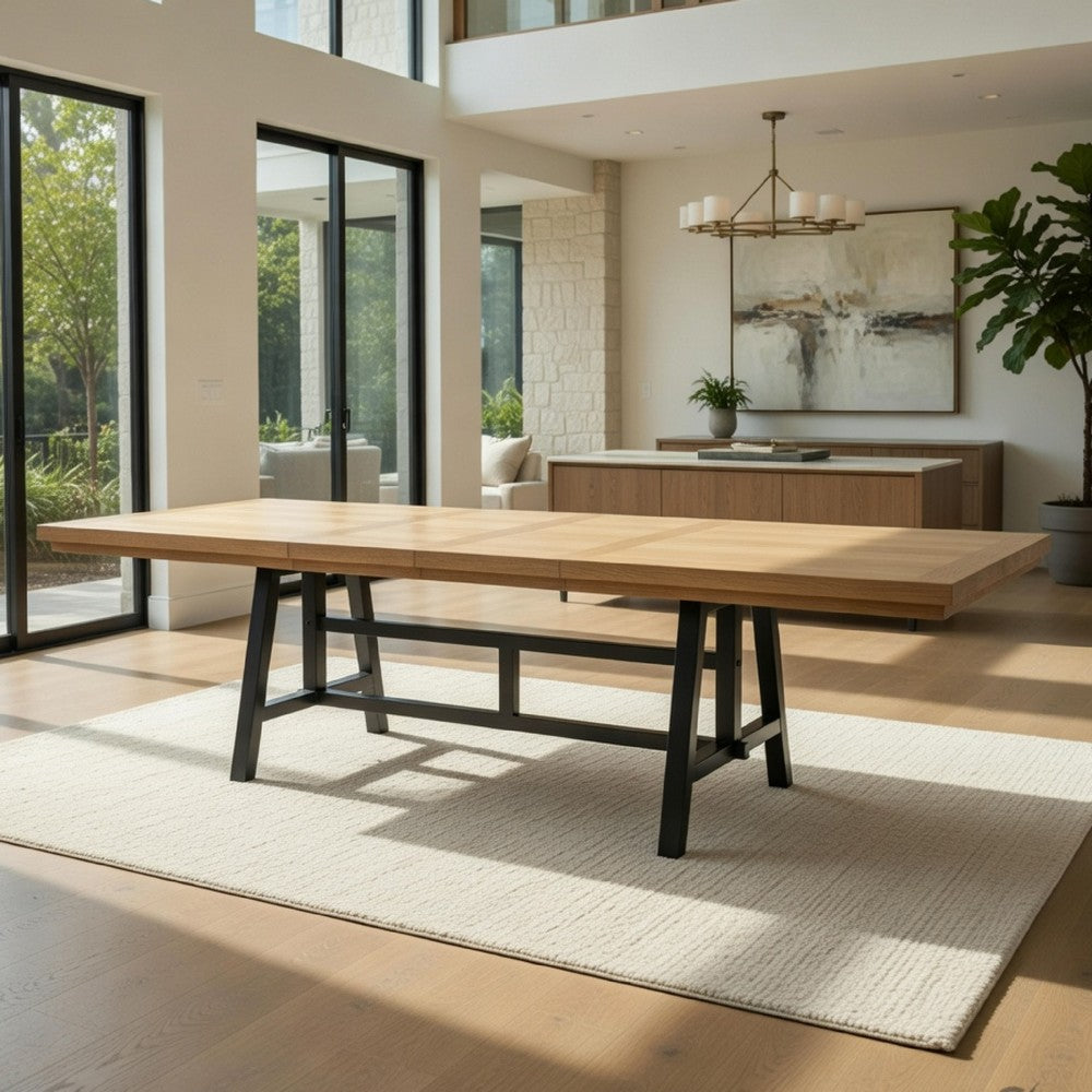 Dani Dining Table | 84-120" Extendable Leafs | Oak Brown and Black