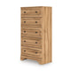 Alia Tall Dresser Chest | 5 Drawers | Nickel Knobs | Natural Oak Brown