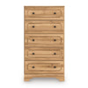 Alia Tall Dresser Chest | 5 Drawers | Nickel Knobs | Natural Oak Brown