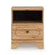 Alia Nighstand with 1 Drawer | USB Port | Open Cubby | Natural Oak Brown