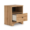 Alia Nighstand with 1 Drawer | USB Port | Open Cubby | Natural Oak Brown
