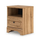 Alia Nighstand with 1 Drawer | USB Port | Open Cubby | Natural Oak Brown