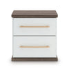 Keny Nightstand | 2 Drawers with Gold Handles | Matte White | Dark Brown