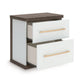 Keny Nightstand | 2 Drawers with Gold Handles | Matte White | Dark Brown