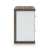 Keny Nightstand | 2 Drawers with Gold Handles | Matte White | Dark Brown