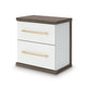 Keny Nightstand | 2 Drawers with Gold Handles | Matte White | Dark Brown