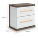 Keny Nightstand | 2 Drawers with Gold Handles | Matte White | Dark Brown