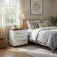Keny Nightstand | 2 Drawers with Gold Handles | Matte White | Dark Brown