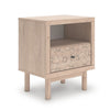 Rox Nighstand | 1 Floral Pattern Drawer Front and USB Port | Oak Brown