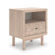 Rox Nighstand | 1 Floral Pattern Drawer Front and USB Port | Oak Brown