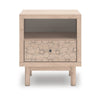 Rox Nighstand | 1 Floral Pattern Drawer Front and USB Port | Oak Brown