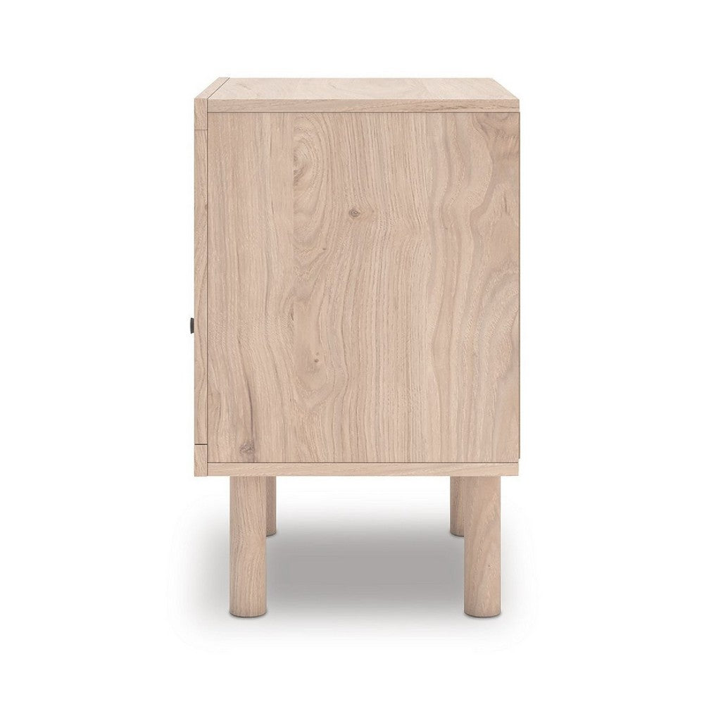 Rox Nighstand | 1 Floral Pattern Drawer Front and USB Port | Oak Brown