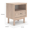 Rox Nighstand | 1 Floral Pattern Drawer Front and USB Port | Oak Brown