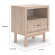 Rox Nighstand | 1 Floral Pattern Drawer Front and USB Port | Oak Brown