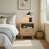 Rox Nighstand | 1 Floral Pattern Drawer Front and USB Port | Oak Brown