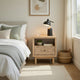 Rox Nighstand | 1 Floral Pattern Drawer Front and USB Port | Oak Brown